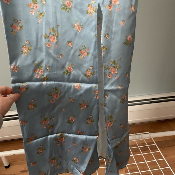 Reformation Blue Floral Slip Midi Dress Silk - Picture 8 of 9